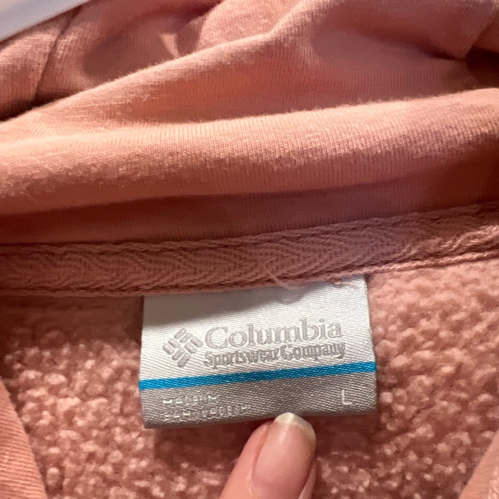 Columbia Blush Pink Hoodie Sweatshirt Forest Screen Print Womens Sz large - Picture 3 of 7